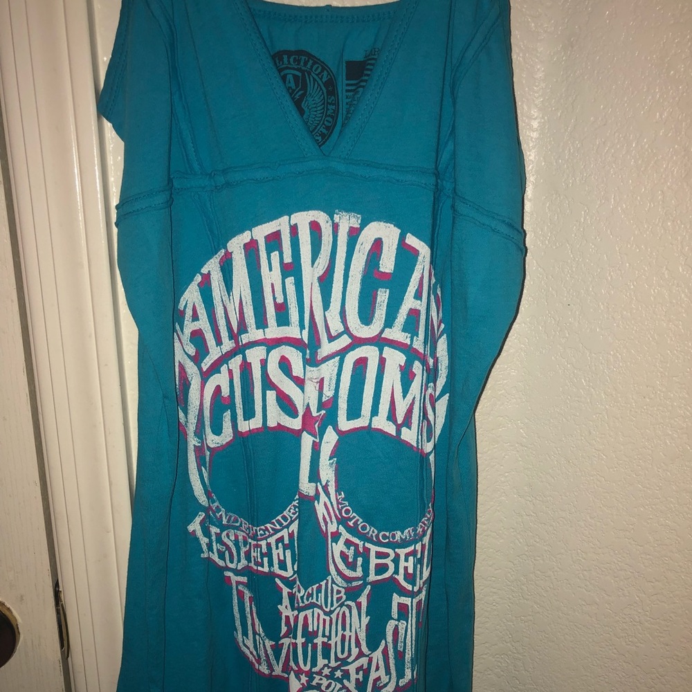 turquoise affliction tank top
